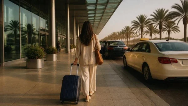 سيارة أجرة أمام صالة المطار